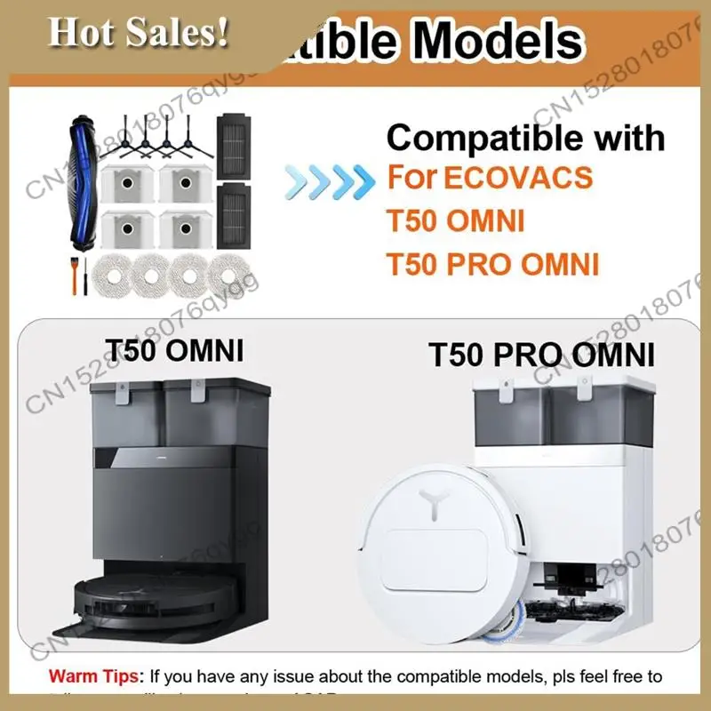 -ABGQ مجموعة ملحقات لـ Ecovacs Deebot T50 Omni/T50 Pro Omni/T50 Max/T50 Pro قطع غيار المكنسة الكهربائية البديلة