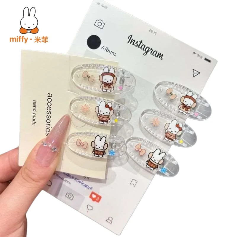 

Милая заколка для волос с овальным принтом Миффи, универсальная многофункциональная прозрачная заколка для челки, кавайный подарок для девочки на фестиваль, игрушка