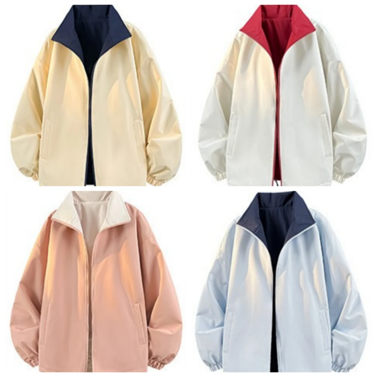 Women's Jackets 2026 Autumn Reversible Causal Windbreaker Women Basic Jackets Coats Zipper Lightweight Jackets Famale Outerwears
