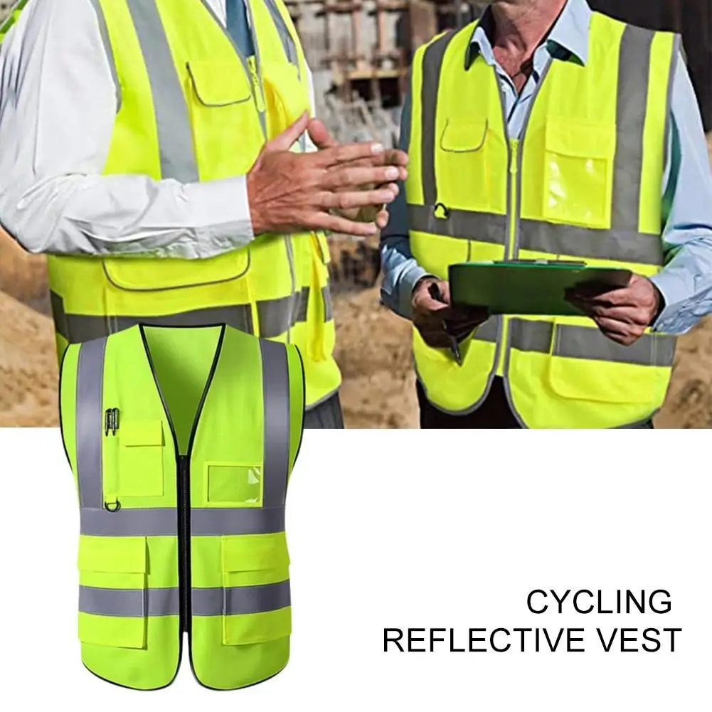 1PCS Multi-pocket Construction Vest Site Reflective Vest Reflective Clothing Road Traffic Safety Reflective Clothing