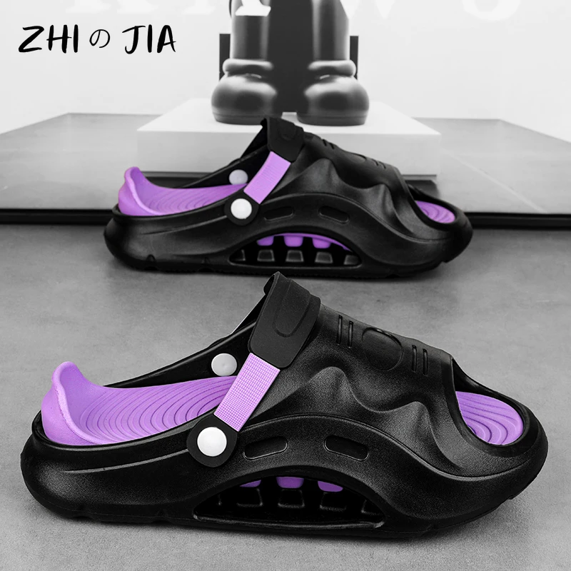 Popular Sports Shock Absorbent Trendy Slippers Men's Fashion Thick Bottom Sandals Summer Outdoor Beach Shoes Home Slippers