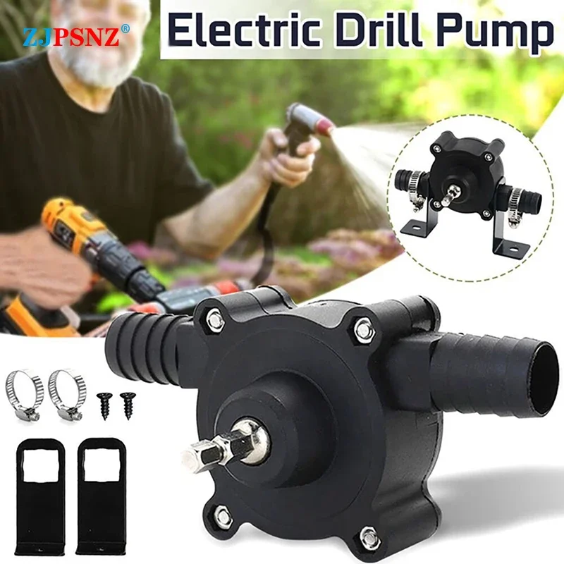 Portable Electric Drill Pump Self Priming Transfer Pumps Oil Fluid Water Pump Round Shank Heavy Duty Self-Priming Hand Pump