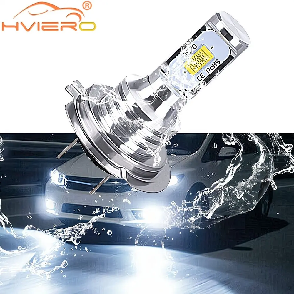 자동차 3570 LED CSP 미니 H7 방향 지시등, 주간 투광 조명, 헤드라이트 전구, 안개등, 6500K 자동 12V DC 수정 재로딩, 2 개