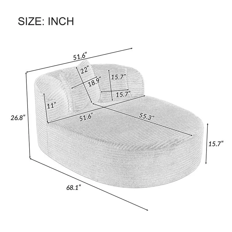 أريكة سرير حديثة مقاس 51.6 بوصة مع وسادتين داعمة لغرفة المعيشة، رمادي #2
