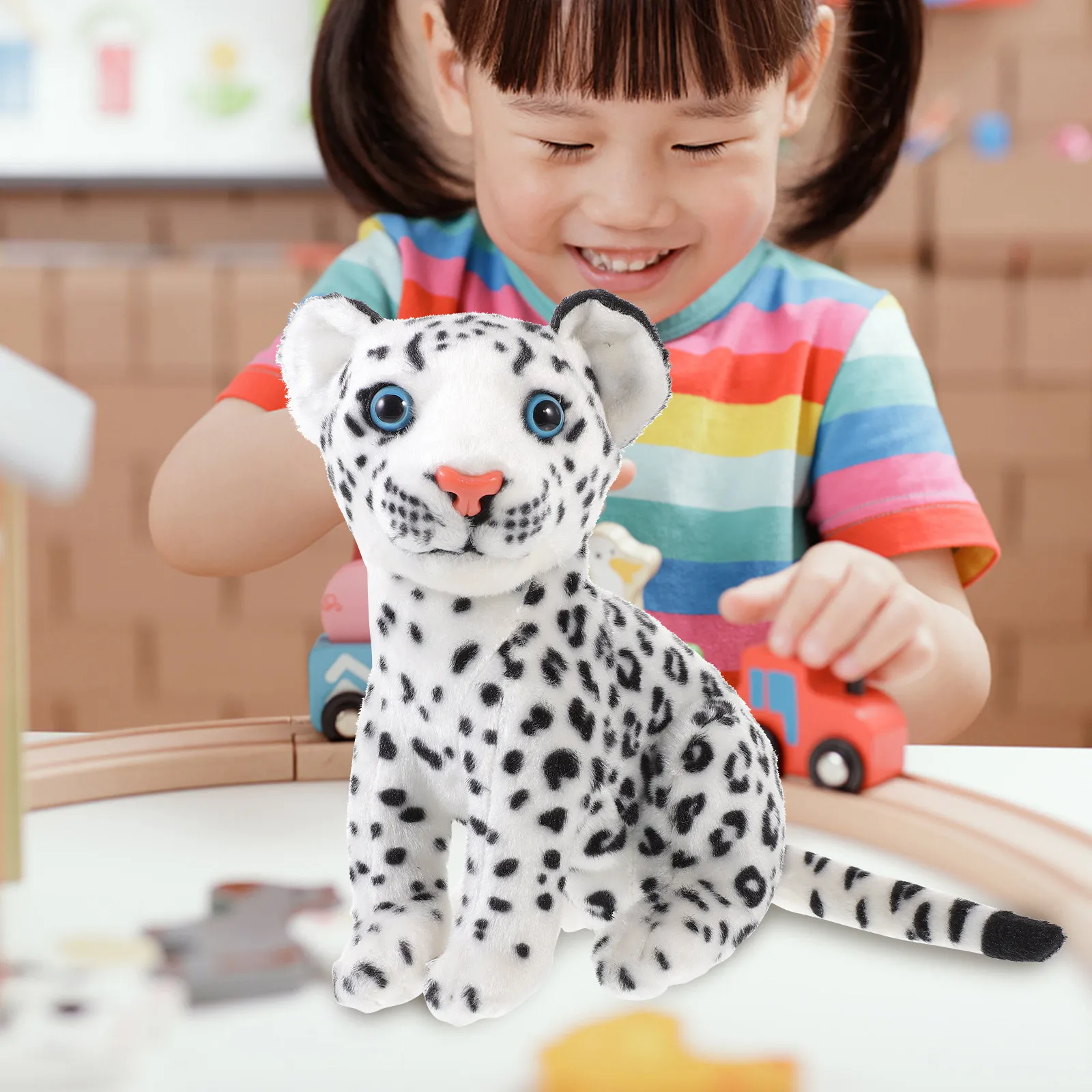 

Cartoon Snow Leopard Stuffed Animal Soft Comfortable Material Cotton Filled Elastic Not Deform Long Time Adorable Cartoon Look