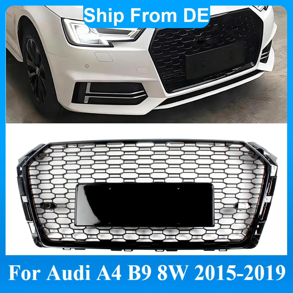 Frontgrill für Audi A4 S4 B9 2015-2019 RS-Style Wabengrill Frontstoßstange Renngrill Motorhaube Karosserie-Kit Tuning Ersatzteil