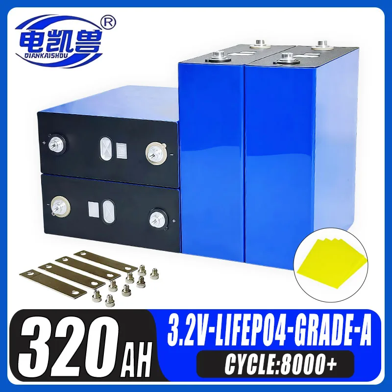 

3.2V 320Ah Lifepo4 8000 Cycle Grade a Rechargeable Battery Lithium Iron Phosphate Travel Solar RV Campers Cell 12v 24v batteries