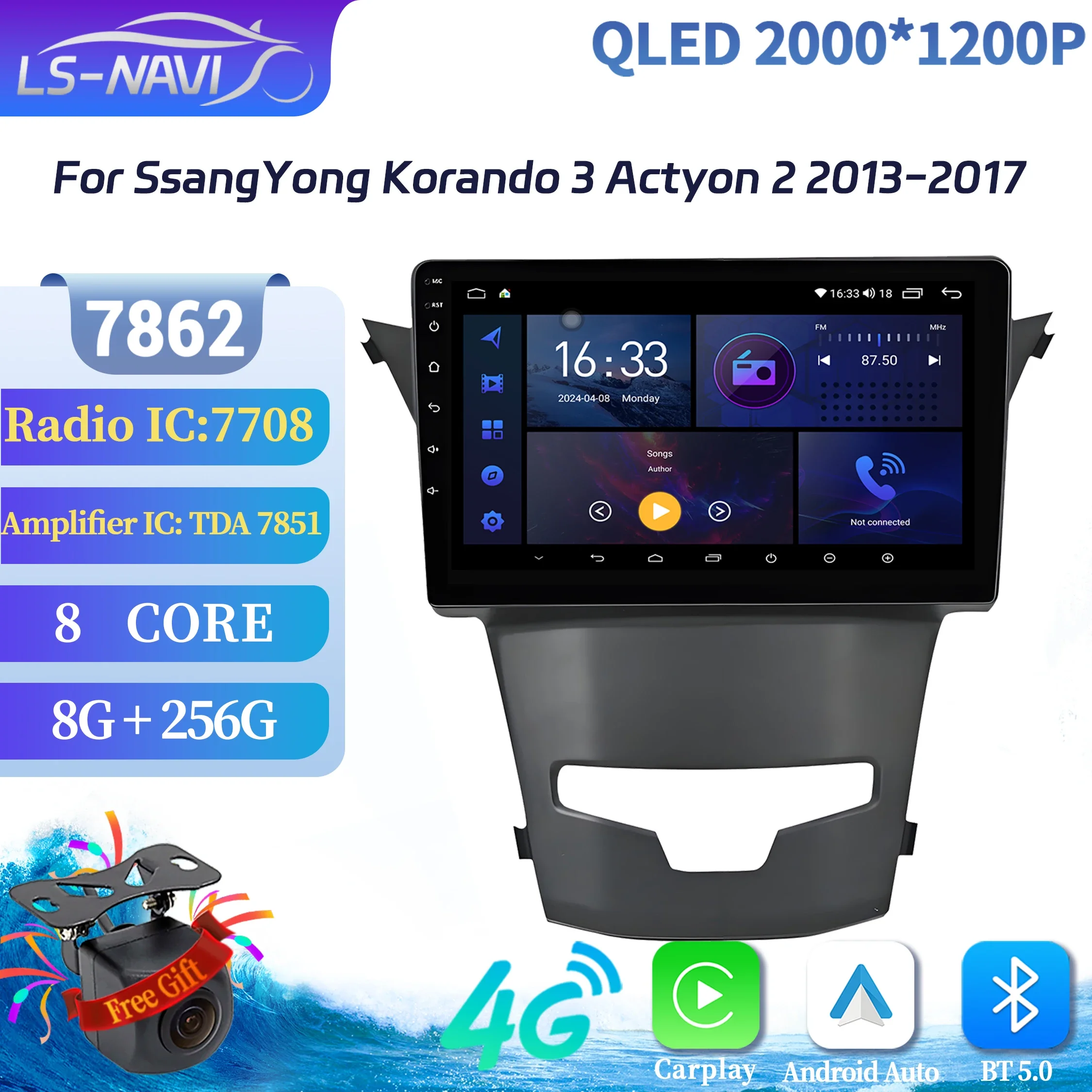 

Android 14 Car Radio For SsangYong Korando 3 Actyon 2 2013-2017 Multimedia Carplay 7862S 8G 256G Head Unit System 2K QLED Screen