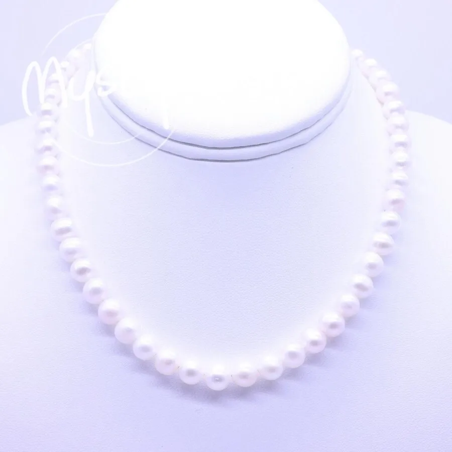 

MYSOYA White Long Freshwater Pearl Necklace 8mm Pearl A Gift Box for Him/Her for Daily/Party Birthday/Anniversary/Wedding Gift