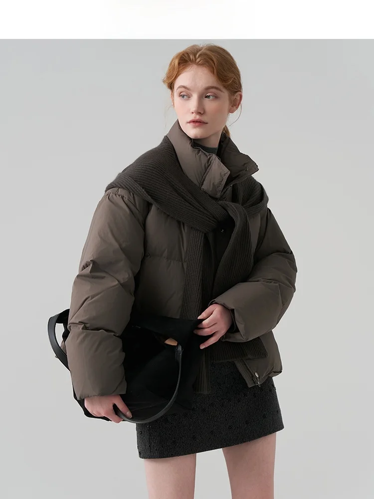 

Jiujiu Design College Sle Women's down Jaet oulder Wrap Thi Warm Bread Coat Stand Collar Long Sve Zipper Closure