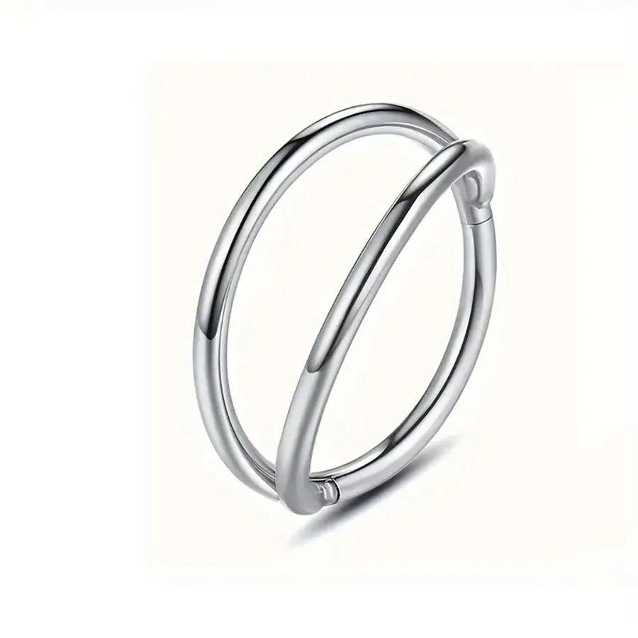 1pc Titanium Double Hoop Nose Ring for Women & Men