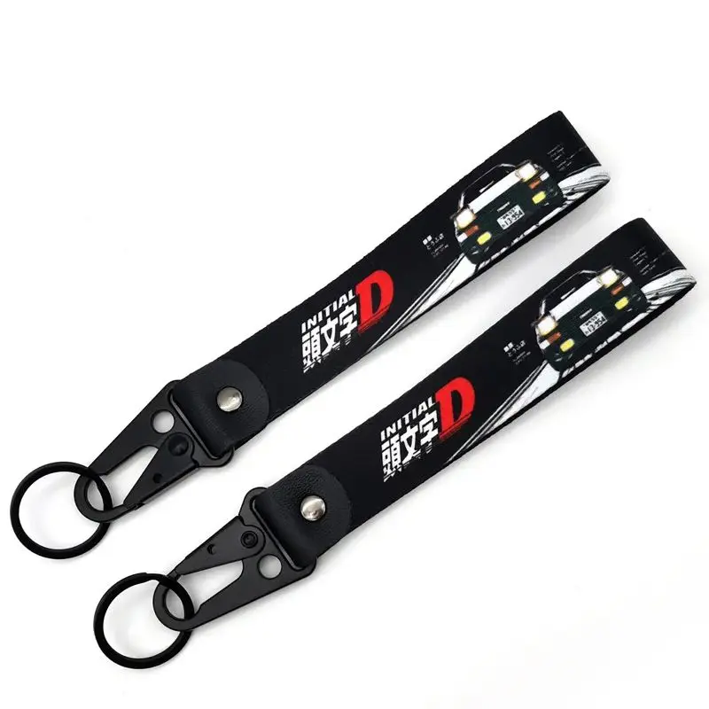 Car Keychain Black Wristband Keyring JDM Key Tag for Initial D AE86 Trueno Nissan Silvia S13 Gadgets Accessories Men Gift Racing