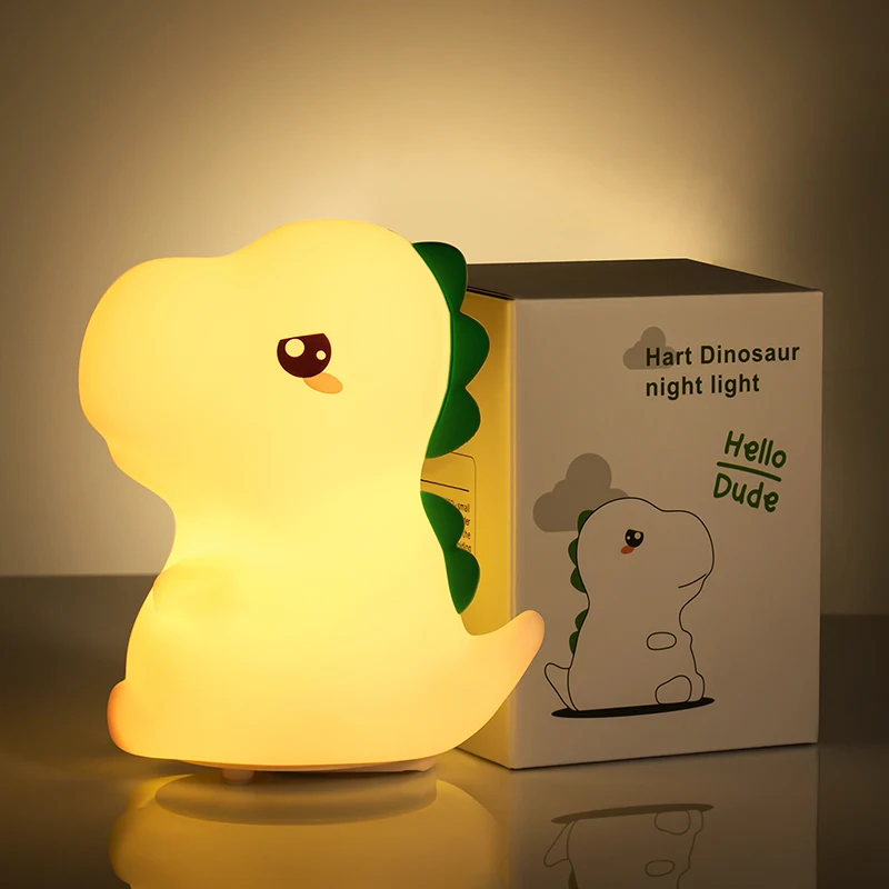 Imagem -03 - Silicone Controle Remoto Dinosaur Night Light com Sensor de Toque Cor Mudar Lâmpada Room Decor For Kids