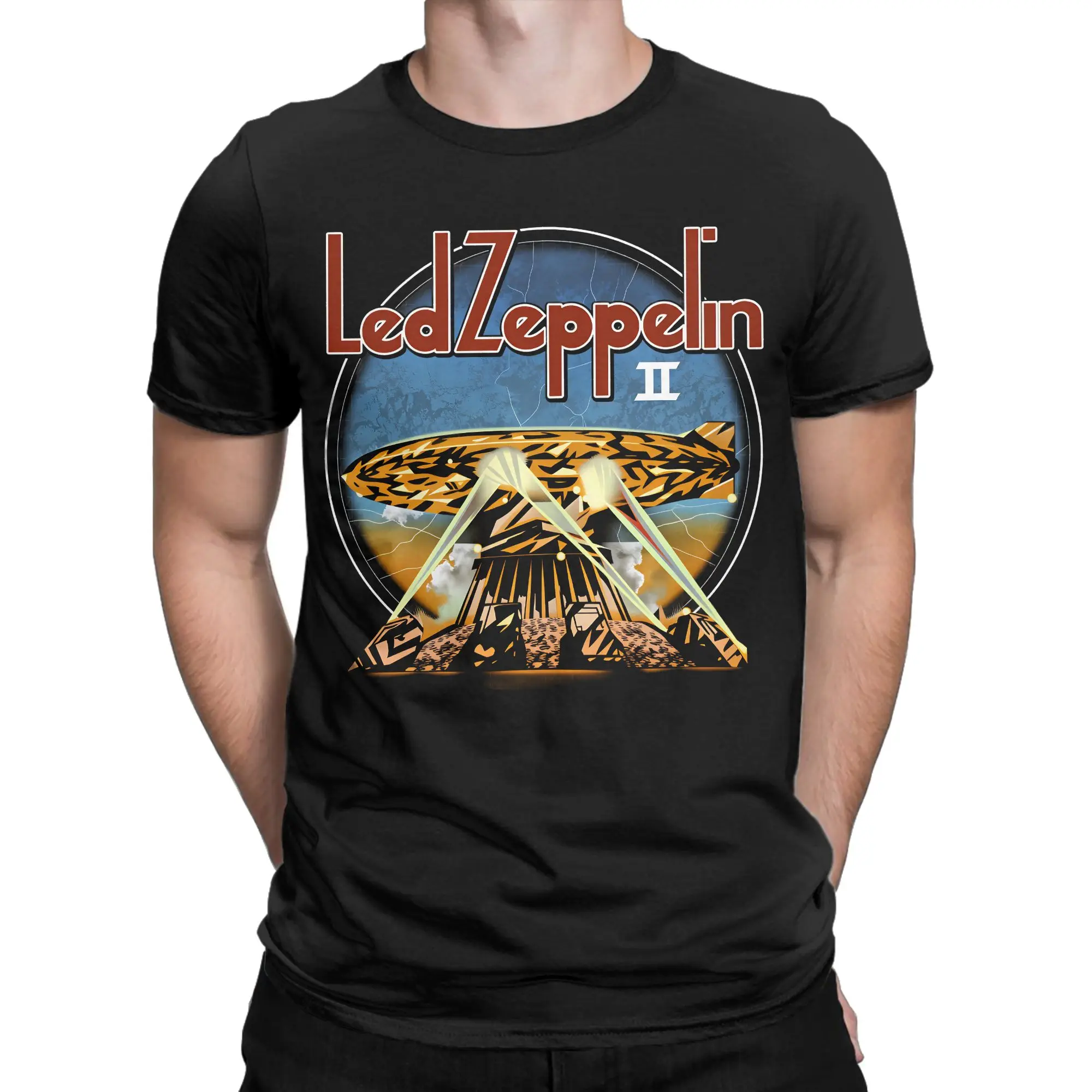 Led Zeppelin U.S. Tour 1975 Men T Shirts  Vintage Tees Short Sleeve O Neck T-Shirts 100% Cotton Plus Size Tops
