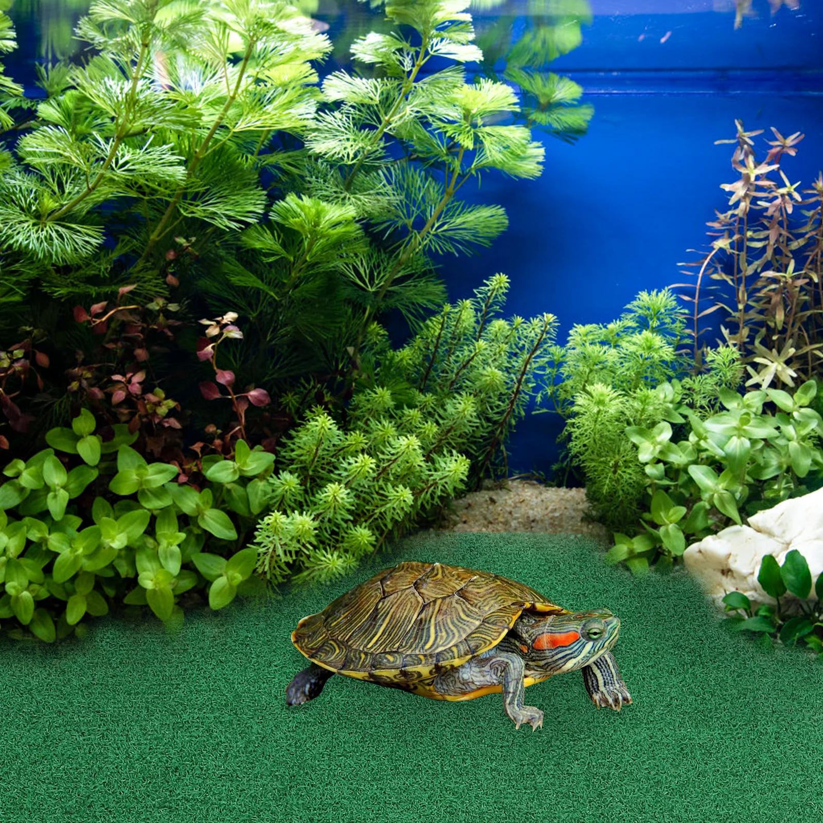 

Synthetic Grass Mat Basking Platform for Turtles Reptiles Realistic Aquarium Ramp Garden Turf Pet Resting Area Landscape