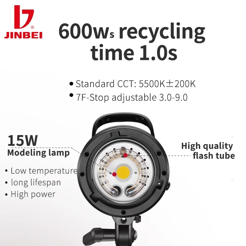 JINBEI DMII 6 600Ws Professional Flash Studio Speedlite Lights Bowens Mount strobe light photography