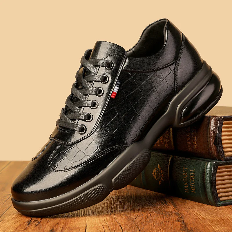 

Новая весенняя мужская обувь, повседневная спортивная обувь из натуральной кожи, уличные крутые массивные кроссовки без шнуровки с каменным узором