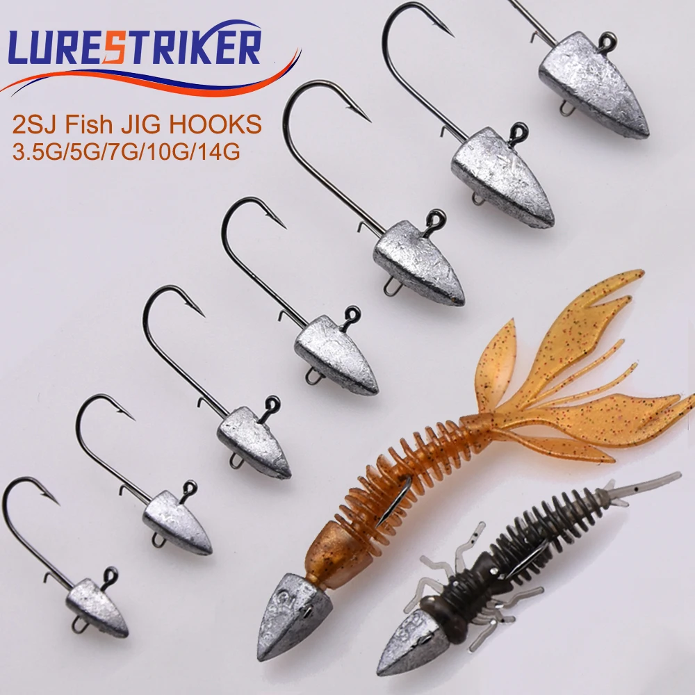 Lurestiker 5 Stück 3,5g 5g 7g 10g 21g 28g Soft Lure Texas Rig Angelzubehör, Angelköder mit Jigkopf-Haken, künstlich