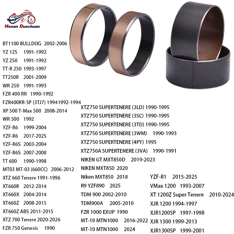 Buje de Horquilla Delantera de Motocicleta de 43 mm, de Cobre, para YAMAHA YZ TT R WR 125 250 XP XTZ XT FZR 400 500 660 MXT 850 TDM 900 MT 10 YZF R1 R6