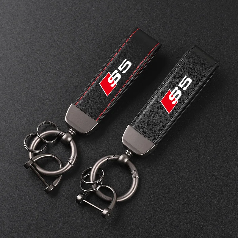 Deluxe Leather Keychain with Car Badge Keychain Pendant For AUDI S5