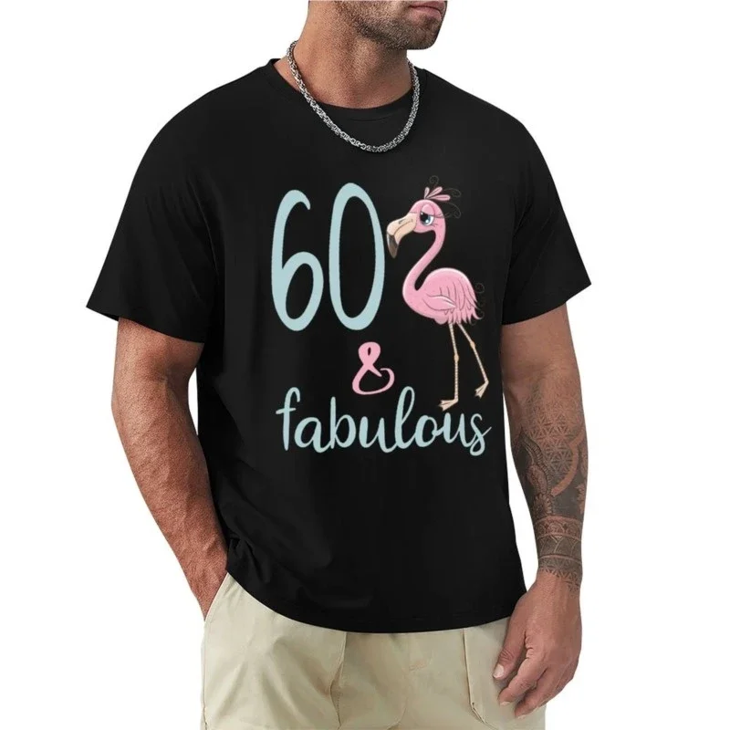 Regalo de fiesta de 60 cumpleaños para mujer, fabuloso flamenco, sesenta cumpleaños, traje para mamá, camiseta personalizada, camisetas para hombres