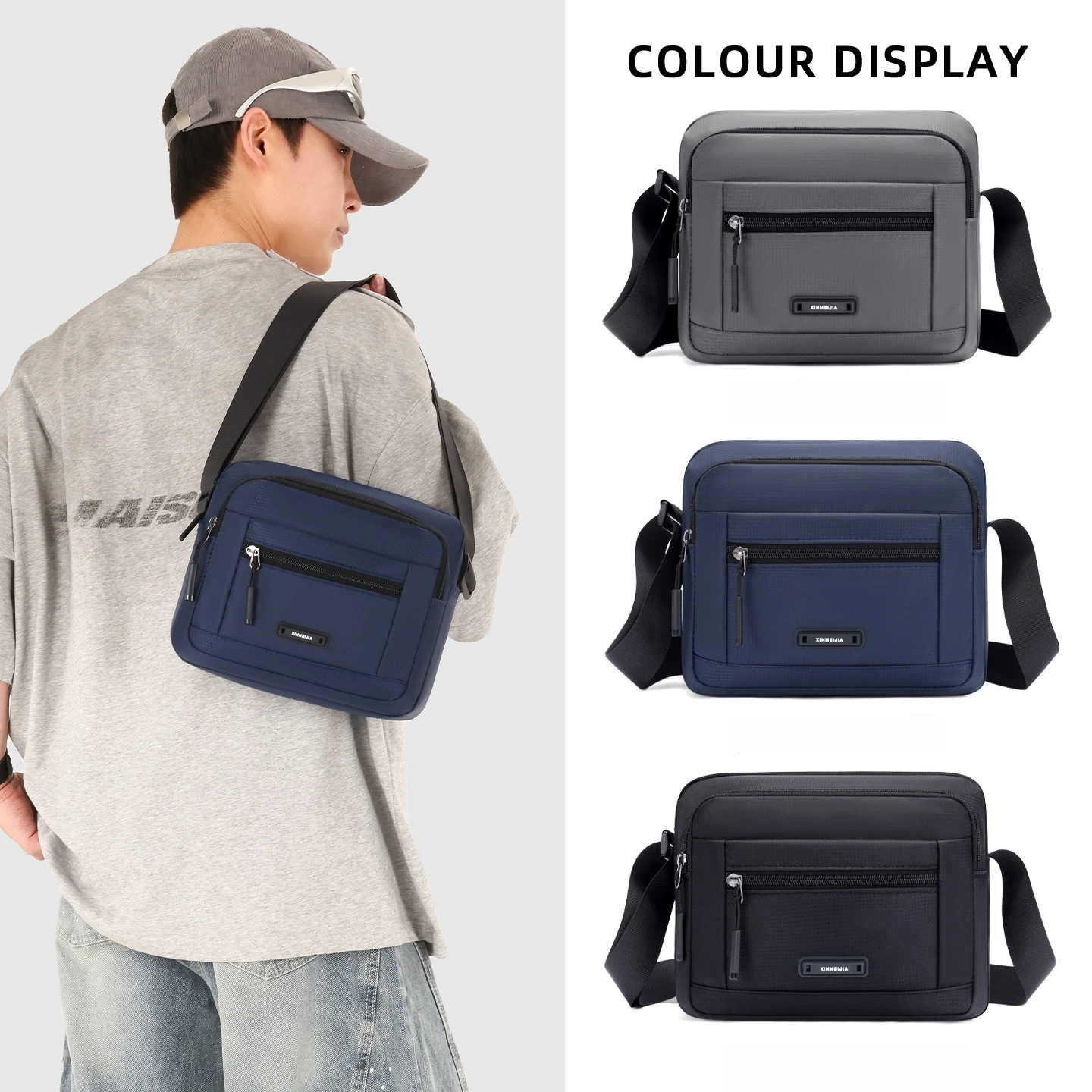 

New Fashion Men's Crossbody Bag – Big Capacity Nylon Shoulder Bag with Multiple Pockets for Work & Travel