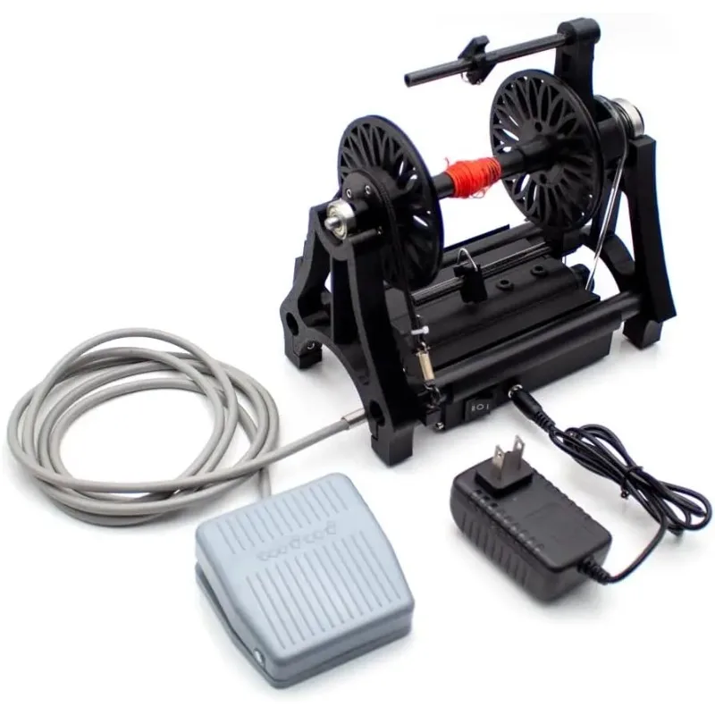 Mini Electric Pedal Spinning Wheel for Pet Hair Yarn, 0-800RPM Adjustable Speed, AC 100-240V Household DIY Craft Spinner