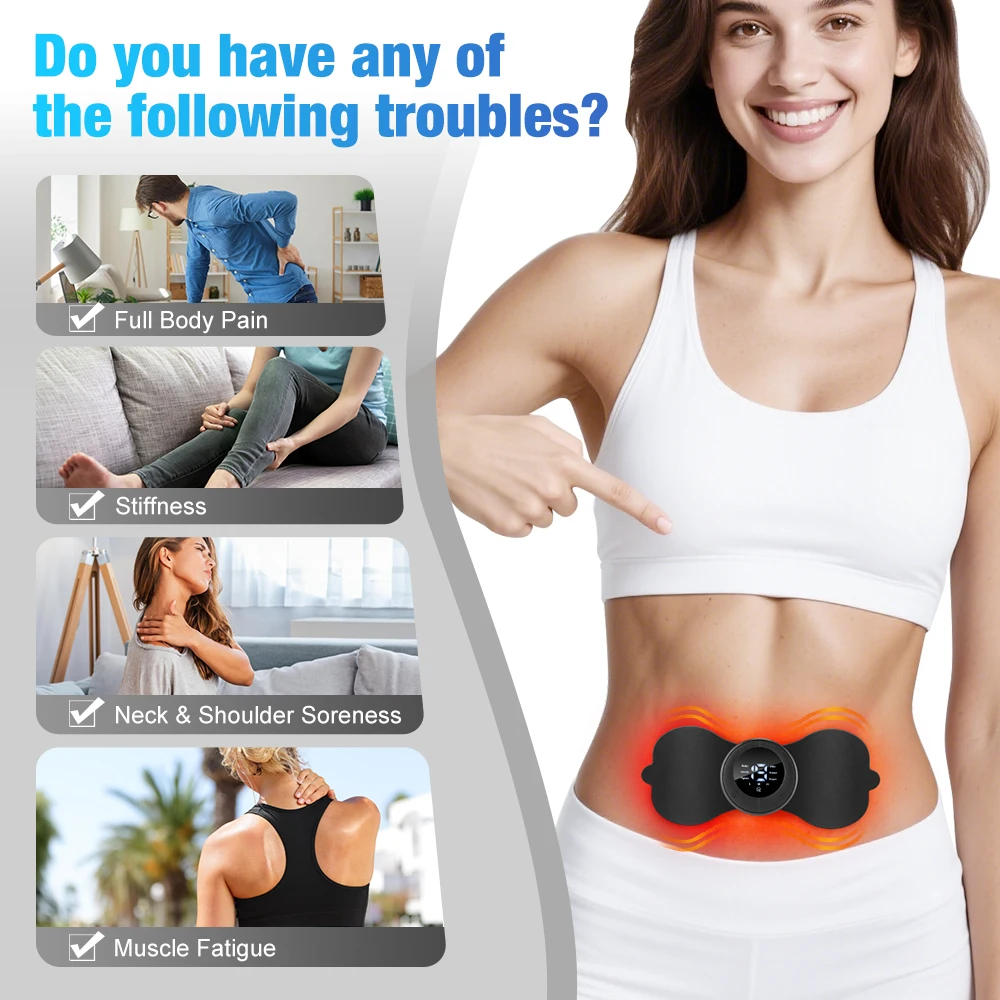

EMS Heating Neck Massager Pad, Wireless Electric Muscle Stimulator with Pulse for Shoulder Back Arm Pain Relief Therapy