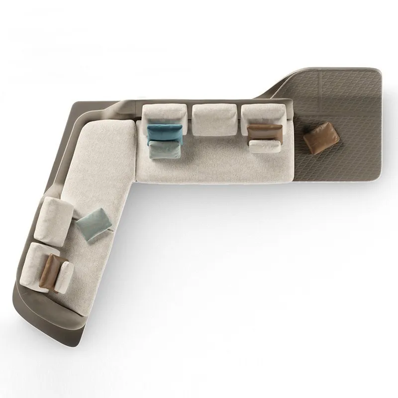 curved fabric sofa, villa large flat floor, medium and large apartment, special-shaped corner sofa