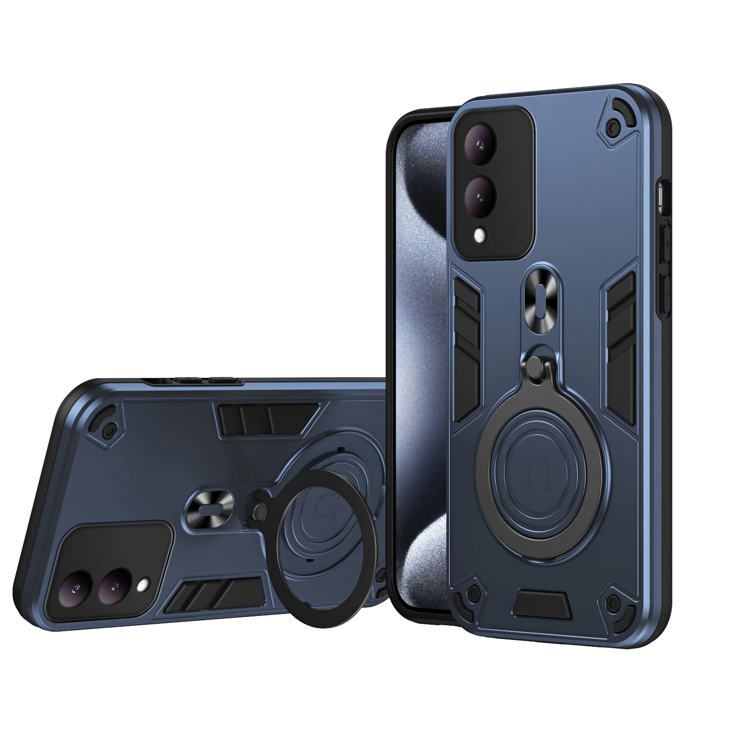 Case for vivo Y17s Y 17s Car Mount Magnetic 360° Rotating Ring Holder Silicone Hard Armor Shockproof Phone Cover vivoY17s