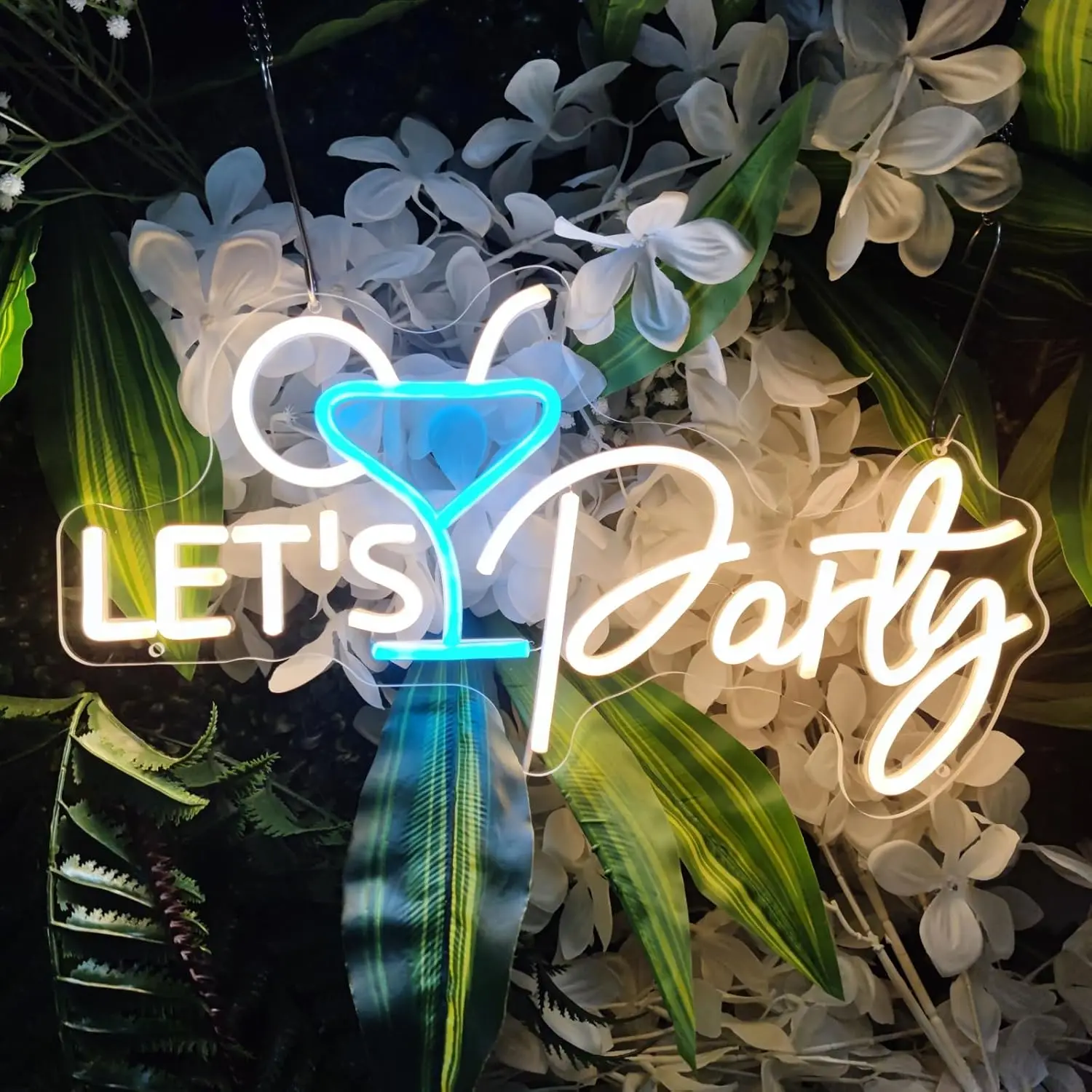 Neon Wall Sign Dimmable Let's Party Neon Lights for Cocktail Bar Pub Man Cave Beach Wedding Party Decor Aesthetics Draw Gifts
