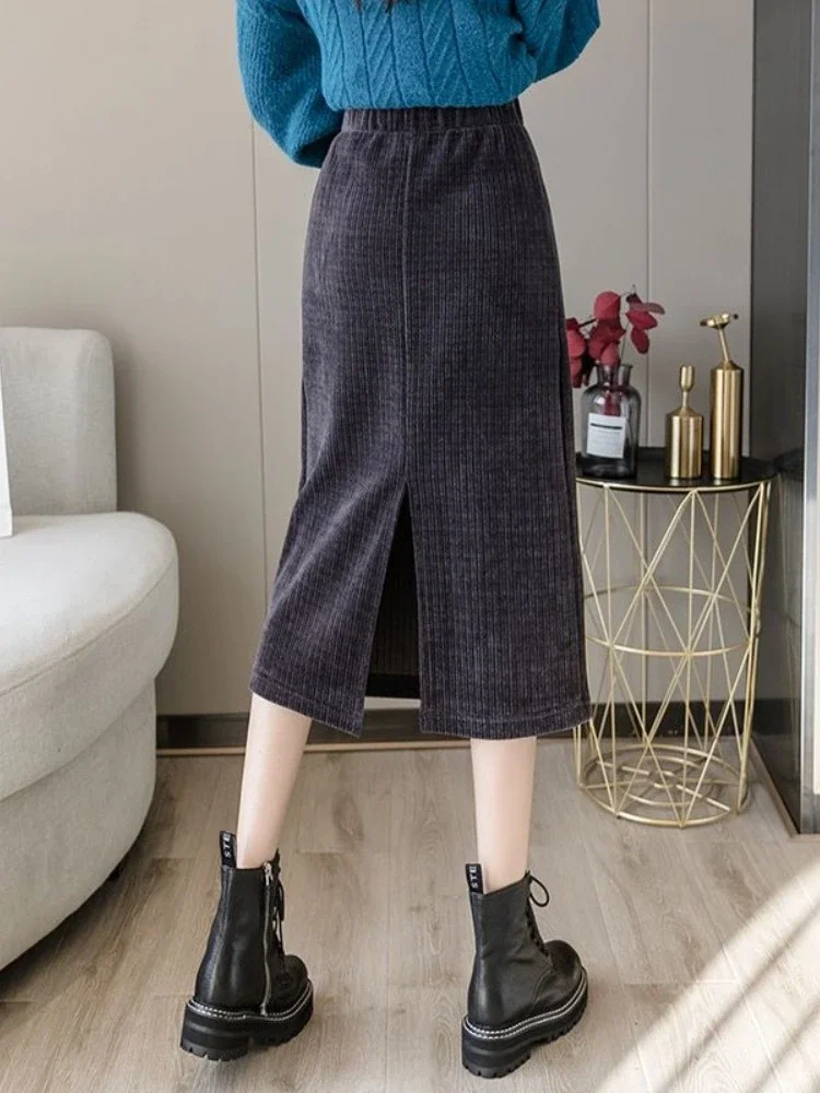 Skirts Women A-line Leisure Spring Popular Corduroy Empire Elegant Solid Ulzzang Fit Comfortable All-match Streetwear New Simple