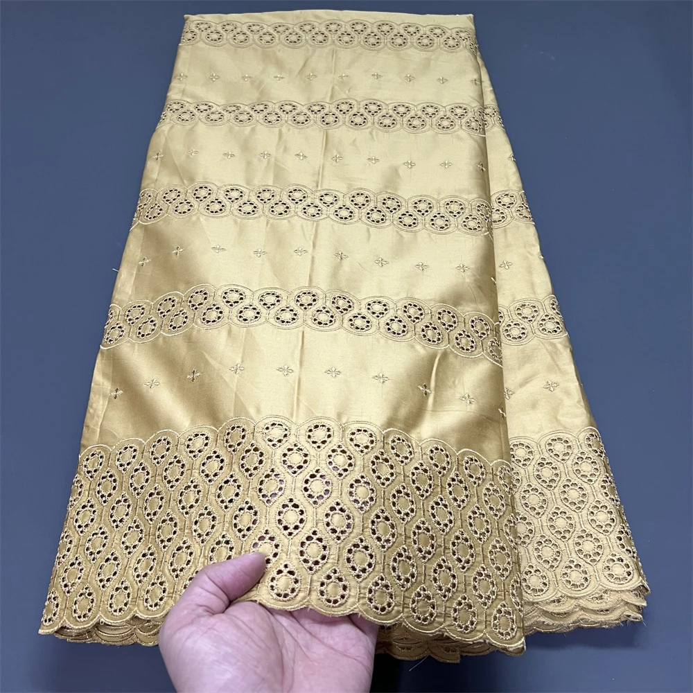 

African Lace Fabric,100% Cotton Fabrics Materials For Clothes,By The Meter,Embroidery,2025,Party Dresses,Tulle,5 Yards