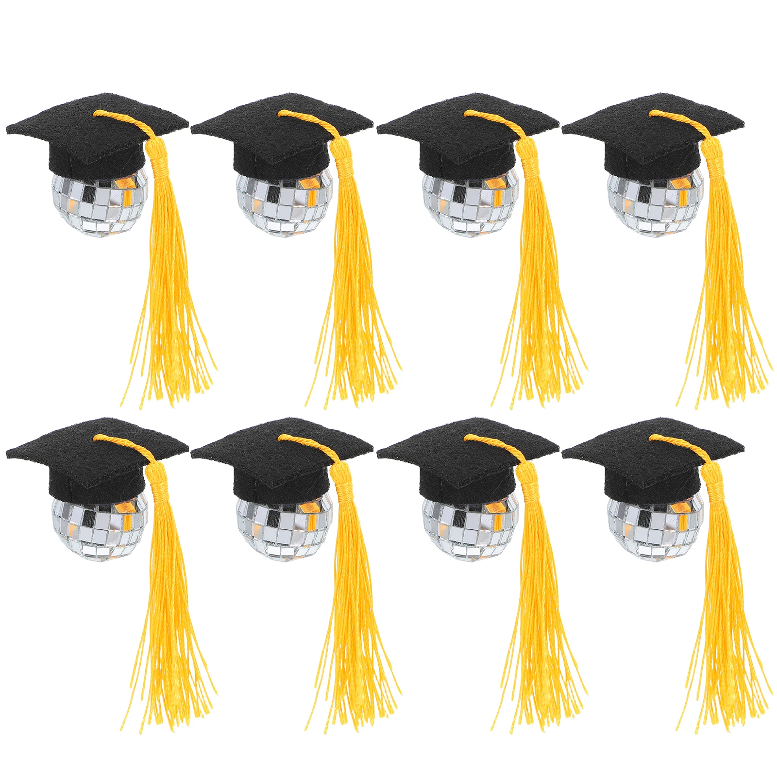 

10 Pcs Graduation Hat Disco Cupcake Toppers High School Decorations Mini Cap Cake Topper Golden Ornament Party