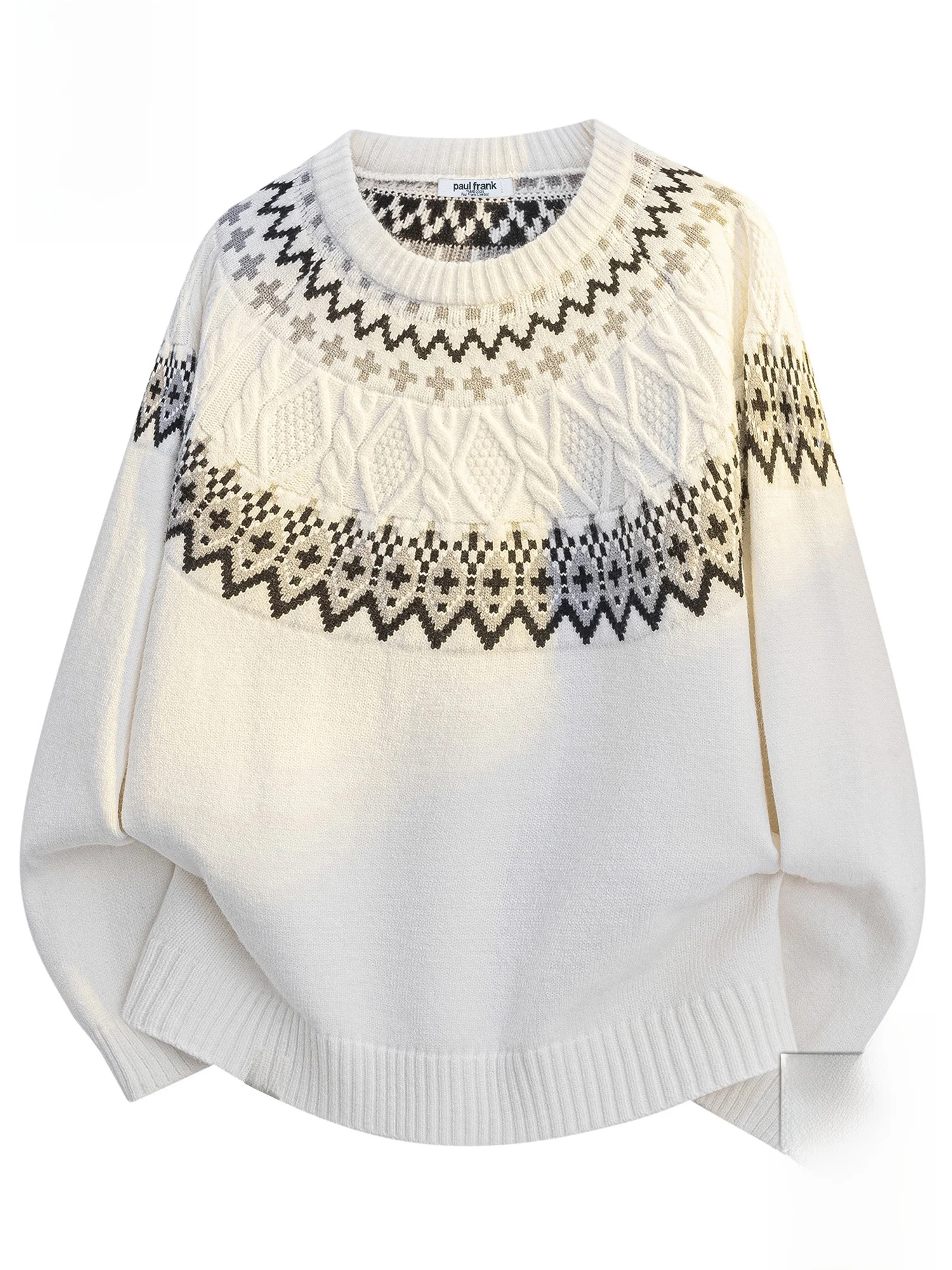 

PaulFrank M round Ne Knitted Sweater Casual Loose Winter Warm Fce Island Patterned Comfortable Polyester Blend