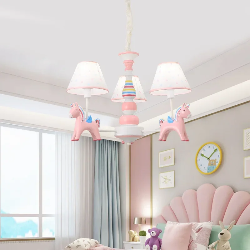 Imagem -02 - Nordic Simples Personalidade Quarto das Crianças Princesa Quarto Menino e Menina Criativo dos Desenhos Animados Carrossel Luzes Pingente lx 111002