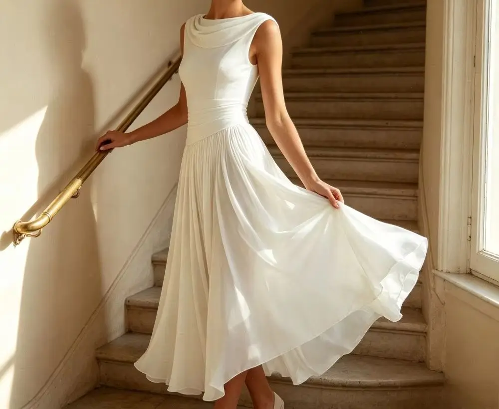 Customized 2026 Chiffon Sleeveless Round Neck Wedding Dresses New Elegant A-line Pleated Bridal Gown Suitable for Receptions