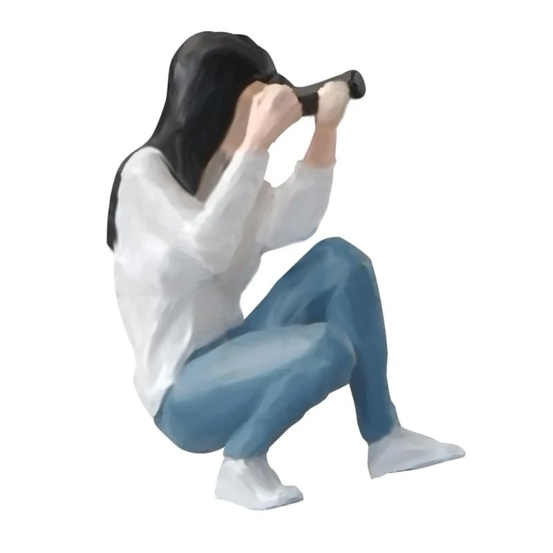 1:64 Scale Hand Painted Miniature Figures Realistic Photographer Figure Model