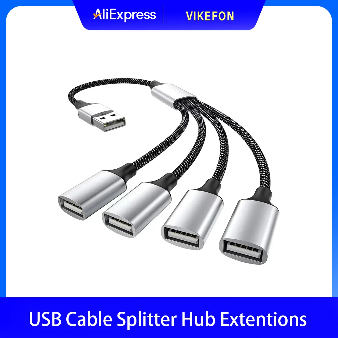 4 Port USB OTG Splitter Cable Type C Male to 3 USB 2.0 Female Extension Cord ,USB Port Hub Data Power Split Adapter for Notebook