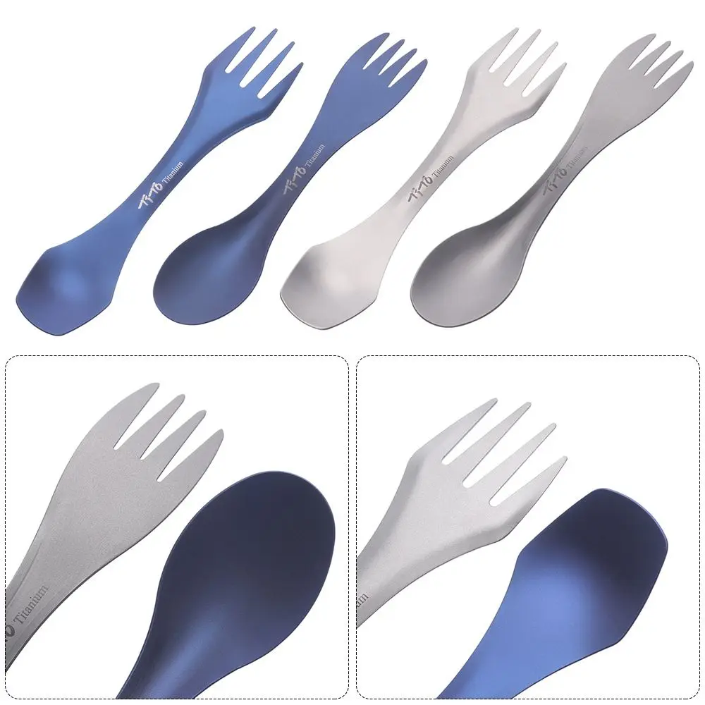 Environmental EDC Camping Tool Portable Outdoor Picnic Accessories Long Handle Spoon Pure Titanium Cookware Cutlery Fork