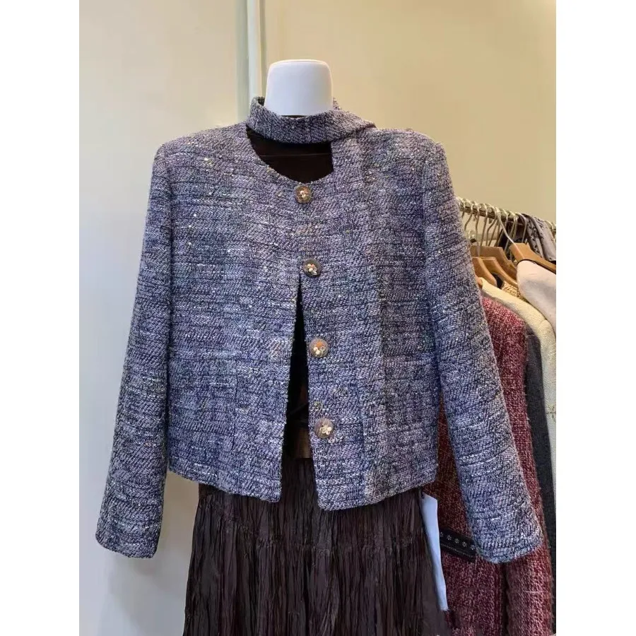 

Ele Cotton Quilted Outerwear with Sa Simple Faion Korean Sle Spring Autumn Luxury Feel Women's Woolen Coat