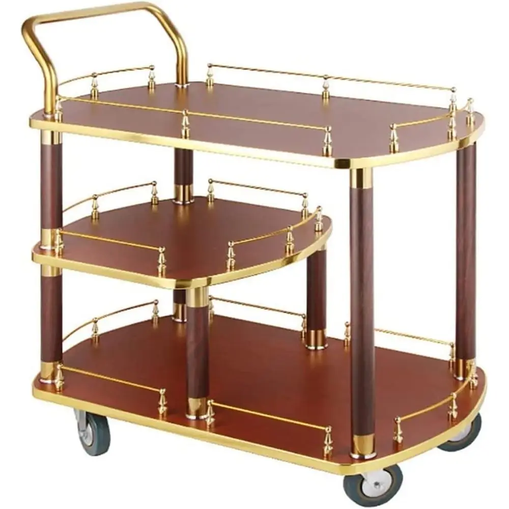 

Съемная деревянная сервировочная тележка в винтажном индустриальном стиле для баров, отелей и ресторанов (размер B)