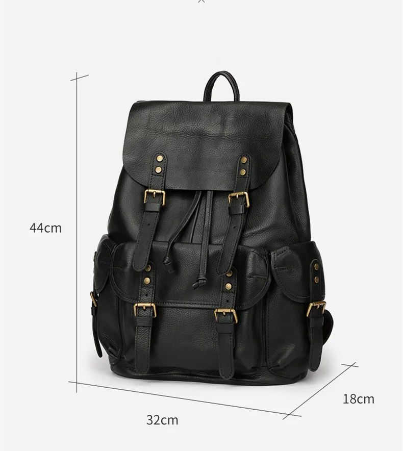 And men 's leather retro paratrooper bag fashion top layer leather school bag casual large capacity computer backpacks