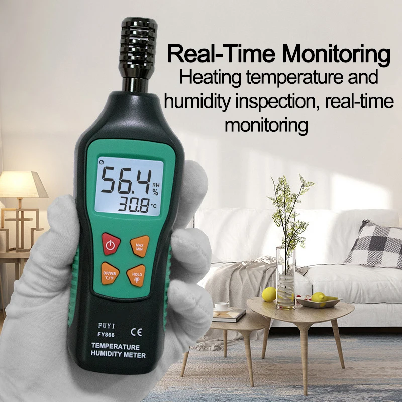 866 Handheld Temperature Humidity Meter Industrial High Precision Digital Display Temperature Humidity Dew Point Wet Ball Tester