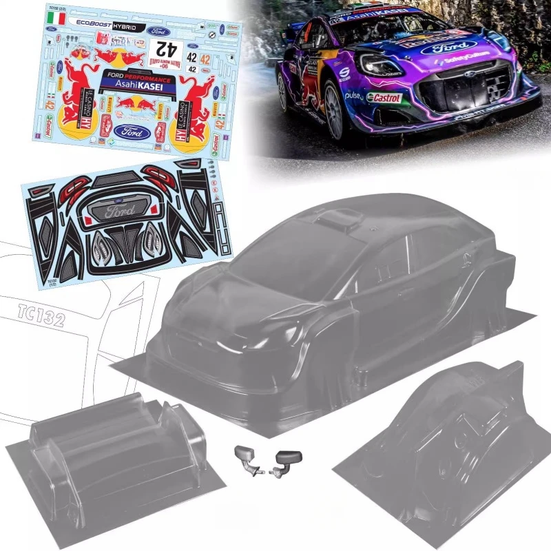 

1/10 Ford Rally Clear Body Car Shell sets,190mm width,258mm Drift Chassis Tamiya TT-01 TT-02