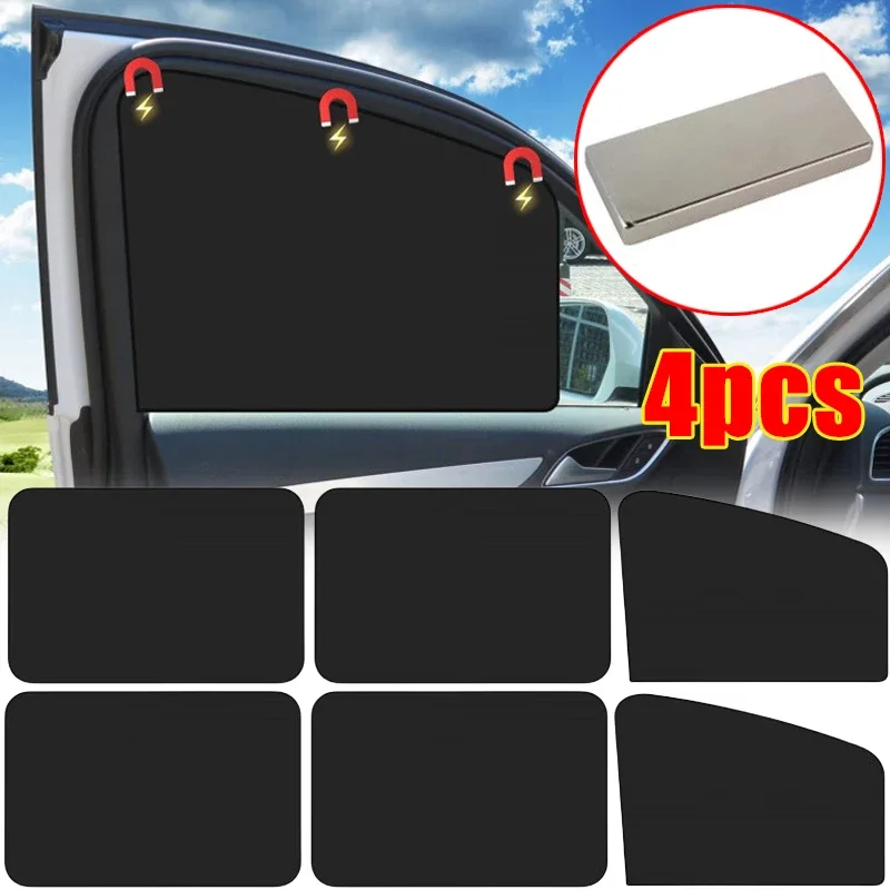 Car Strong Magnet Adsorption Window Cover Sunshade Blackout Heat Insulation Car Window Curtain Side Window Auto Film Accessories