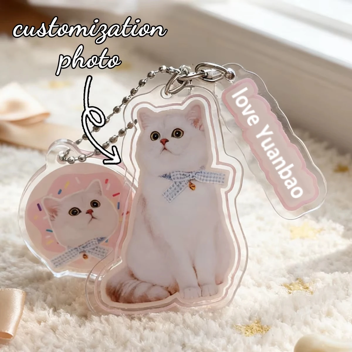 

【 Customization 】 Pet Keychain Pendant Acrylic Cat and Dog Surrounding Bag Hanging Cute Pet Gift Photo Customization