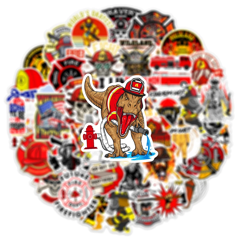 10/30/50pcs Fire Hero Firefighter Waterproof Stickers Skateboard Laptop Car Motorcycle Guitar Phone Bike Cool Sticker Kid Toy