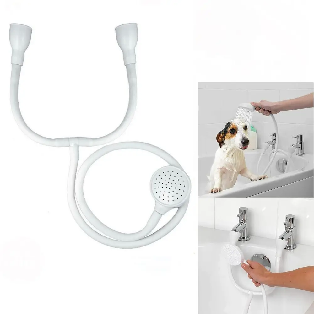 Double Tap Bath Shower Head Portable ABS White Shower Attachment Head Pet Washing Handheld Hose Sink Spray Hose