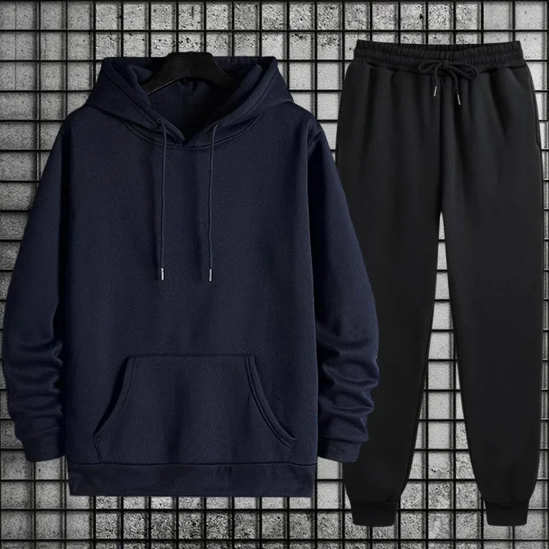 2026 New in Men's Sportswear Solid Color Hoodie + Sweatpants Urban Casual Fashion Tracksuit Fall/winter Comfort Warm Soft Outfit
